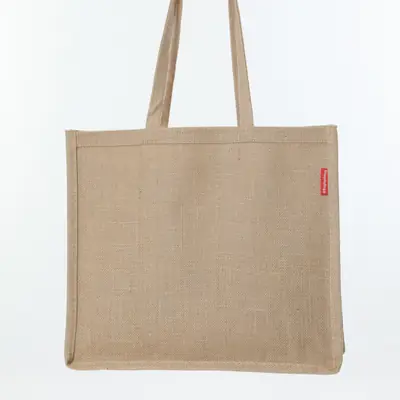 Natural jute tote bag with long handles